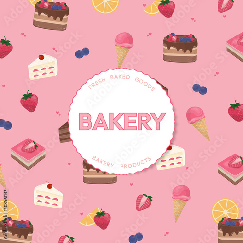 Sweet dessert and fruit on pink background