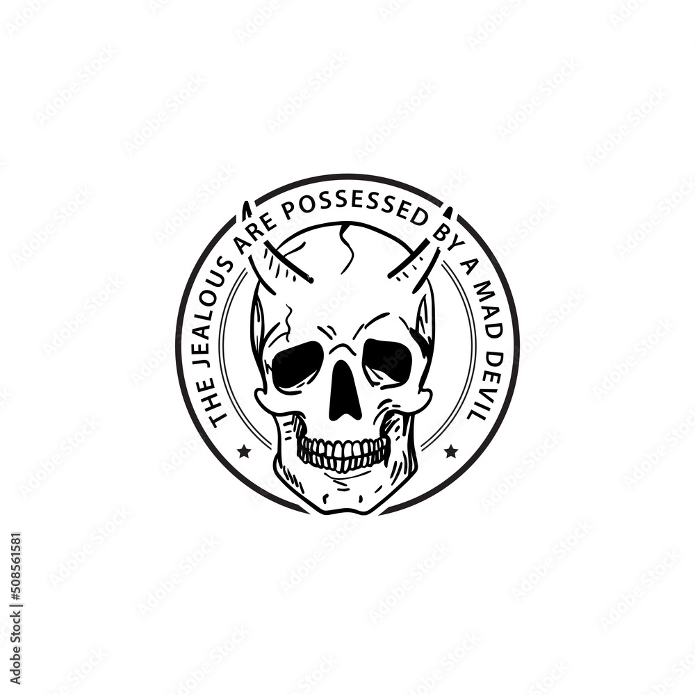 Fototapeta premium PENTAGRAM DEVIL WARRIOR VINTAGE RETRO GAMING LOGO DESIGN TEMPLET