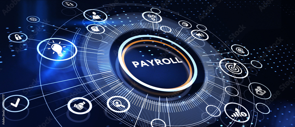 The concept of business, technology, the Internet and the network. virtual screen of the future and sees the inscription: Payroll 3d illustration The concept of business, technology, the Internet and the network. virtual screen of the future and sees the inscription: Payroll 3d illustration