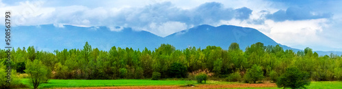 the stormy sky above the spring landscape