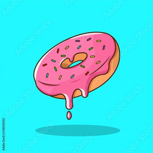 Flat vector of melted doughnut donut icon and illustration