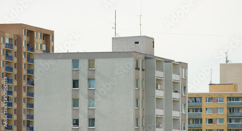 Communist style uniform concrete apartment houses in Prague