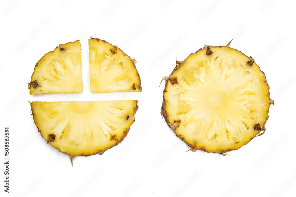fresh pineapple isolated on yellow background, healthy fruit with vitamin c. fresh pineapple isolated on yellow background, healthy fruit with vitamin c.