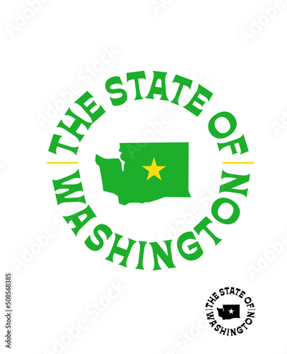 the state of washington with state map on white background can be use for product package design  T-shirt printing cap  coffee mug advertisement banner poster notebook cover