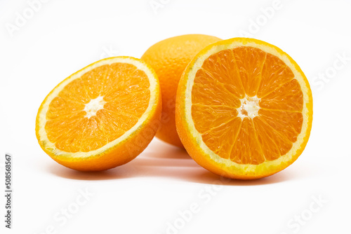 Fresh orange fruit isolated on white background.