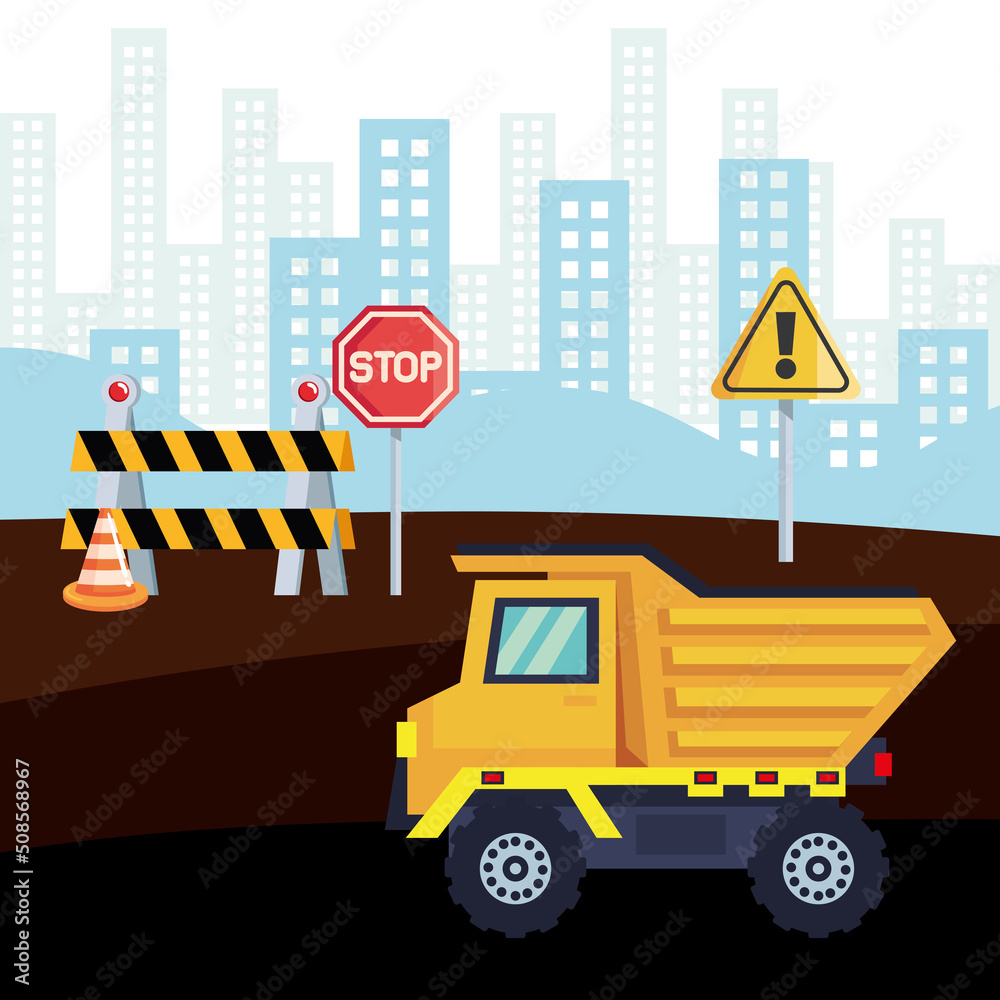 construction stop signal and fence construction stop signal and fence