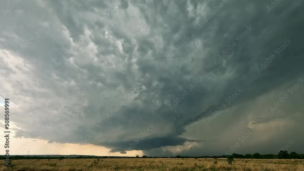 Timelapse of dangerous thunderstorm moving over the landscape in Texas during extreme storm warning. Timelapse of dangerous thunderstorm moving over the landscape in Texas during extreme storm warning.