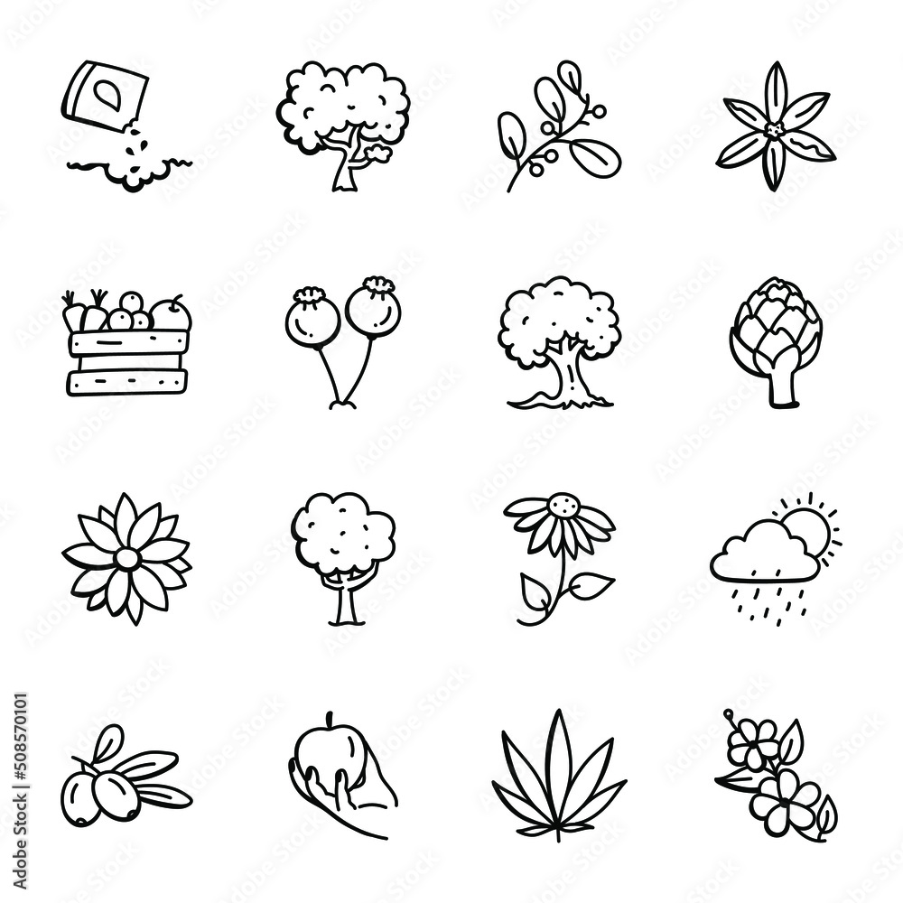 Pack of Ecology Doodle Icons