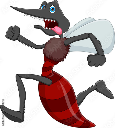 cartoon mosquito running scared