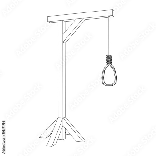 Gallows with Hanging rope. Place of execution in the Middle Ages