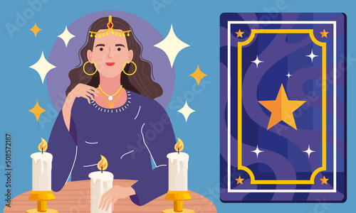 fortune teller with card