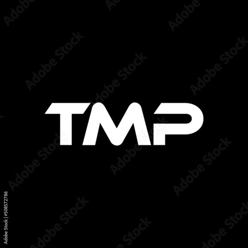 TMP letter logo design with black background in illustrator, vector logo modern alphabet font overlap style. calligraphy designs for logo, Poster, Invitation, etc. photo