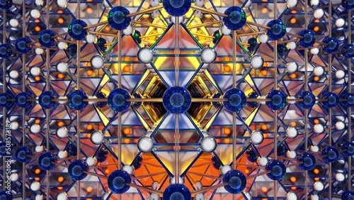 Abstract 3D Atomic structure. Scientific breakthrough. Modern scientific research on nuclear fusion. Innovations in physics. 3D Illustration