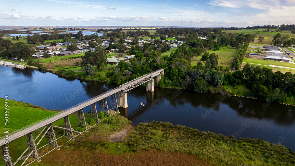 Aerial View of Railway Trail Bridge on Nicholson River Aerial View of Railway Trail Bridge on Nicholson River