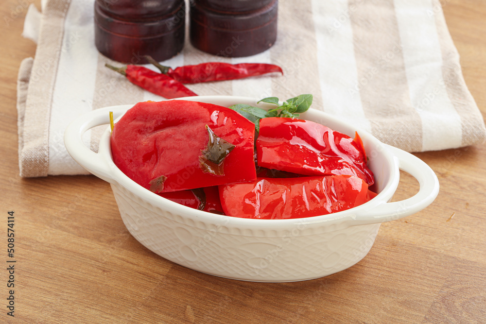 Marinated red bell pepper with oil Marinated red bell pepper with oil
