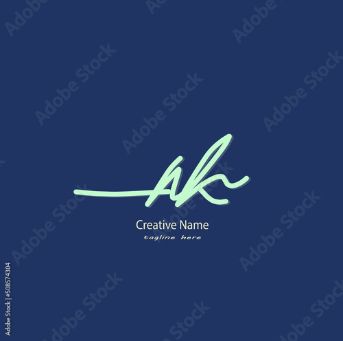 Ak Initial Handwriting Logo Illustrations & Vectors