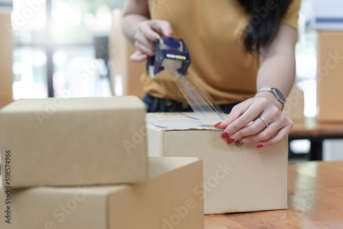 Selling products online, packing, shipping parcels, online marketing.