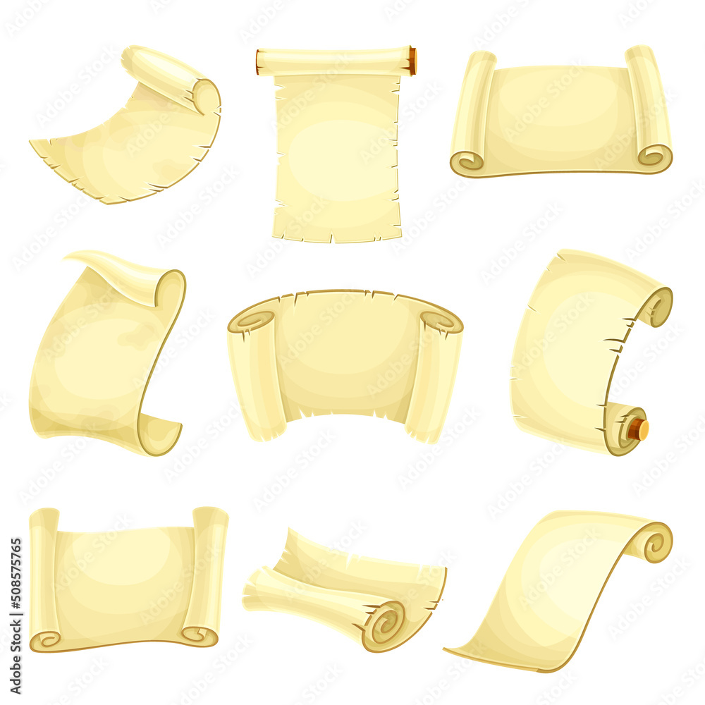 Old scroll or roll of papyrus parchment paper Vector Image