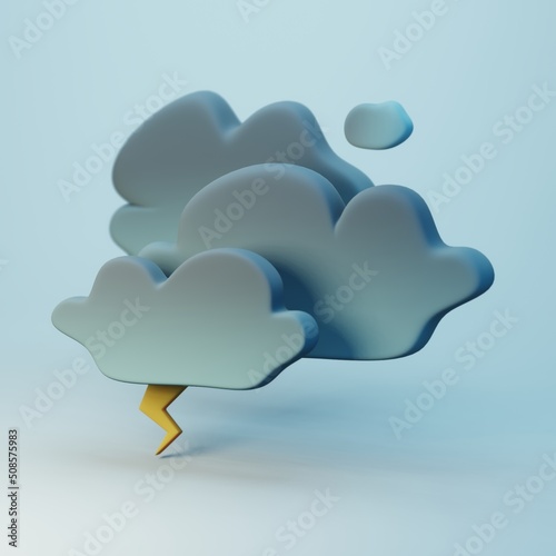 weather forecast icon - thunderstorm and clouds - 3d render illustration