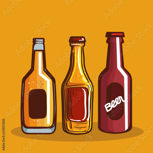 three beer bottles