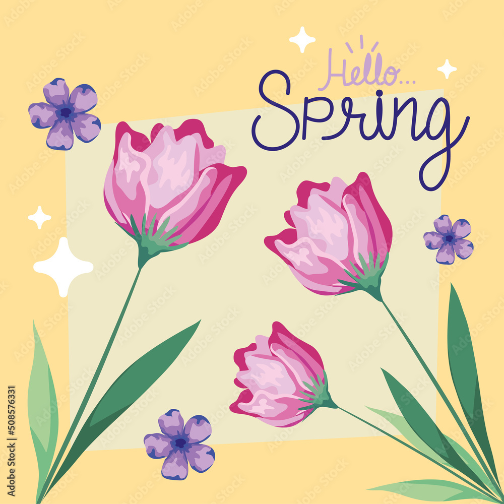hello spring lettering card