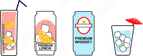 Vector design illustration icon color of liquor, highball, chuhai, sour