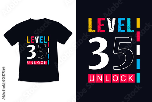 T shirt design vintage gamer with level 35 birthday gaming shirt design