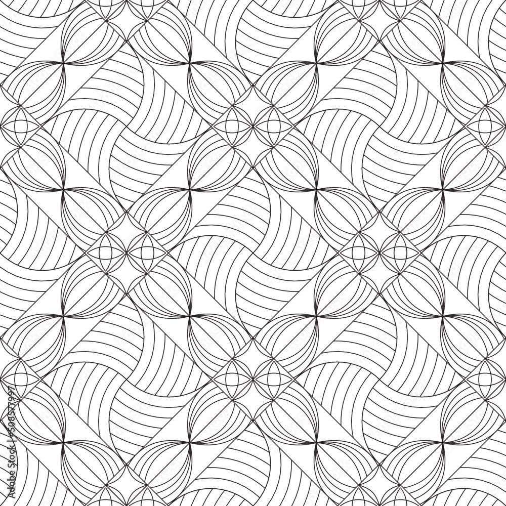 seamless pattern vector with geometric shapes black and white for laminates sheet design