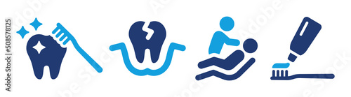 Dental care vector icon set