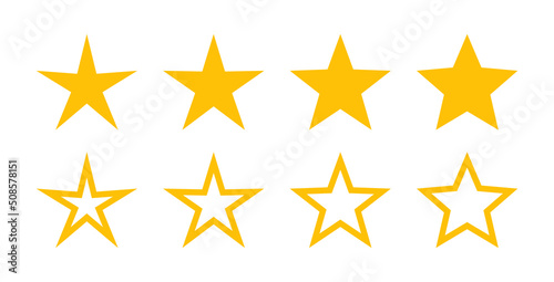 Yellow star vector shape icon set