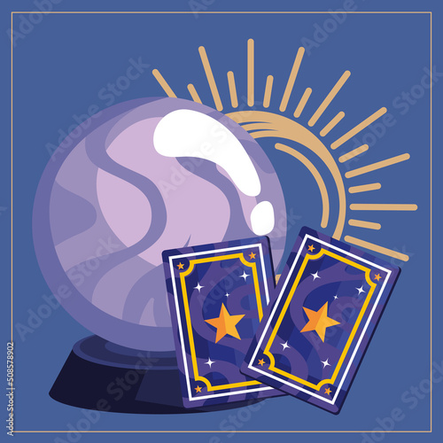 crystal ball with cards