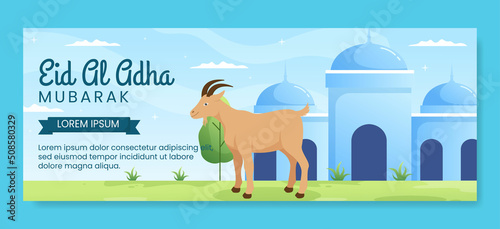 Eid al Adha Cover Template Social Media Flat Cartoon Background Illustration