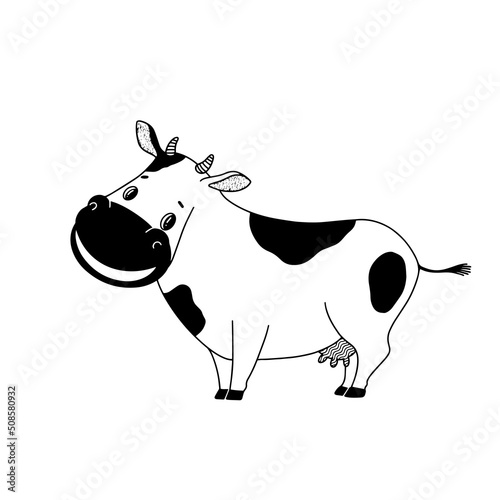 cute smiling cow vector clipart, cartoon character illustration