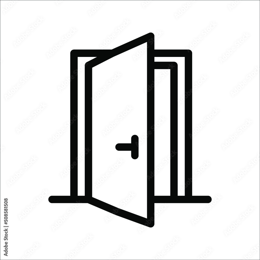 Door icon in trendy flat style isolated on white background, Open door symbol for your website design, logo, app, UI, Vector illustration, EPS10. Door icon in trendy flat style isolated on white background, Open door symbol for your website design, logo, app, UI, Vector illustration, EPS10.