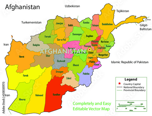 Afghanistan Map Completely and Easily Editable Stand alone file