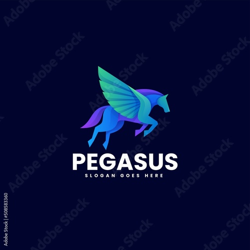 Vector Logo Illustration Pegasus Gradient Colorful Style.