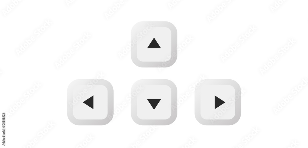 Computer buttons on keyboard in four directions Computer buttons on keyboard in four directions