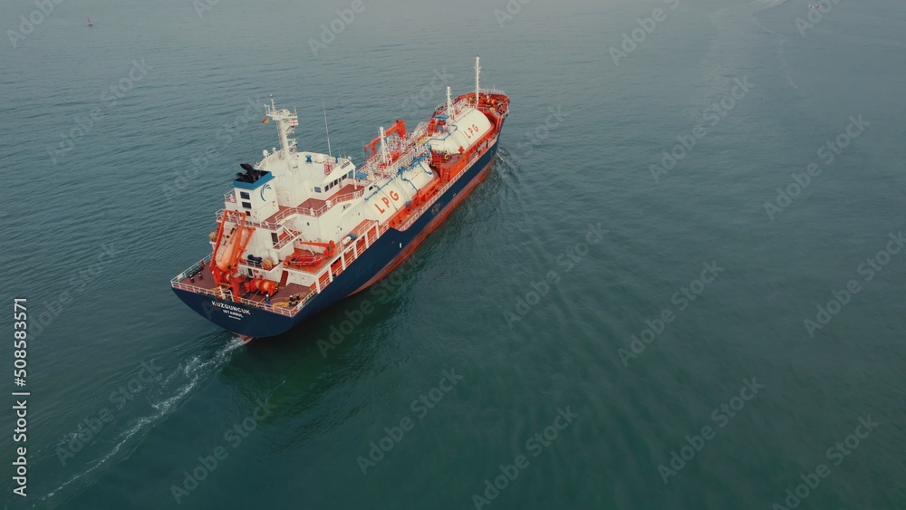 LPG gas ship in Black Sea, Batumi, Adjara, Georgia. High quality photo