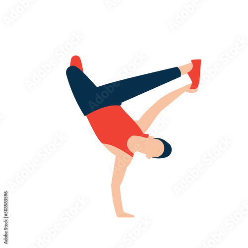 Flat people characters acrobatic dancer, template design vector icon illustration
