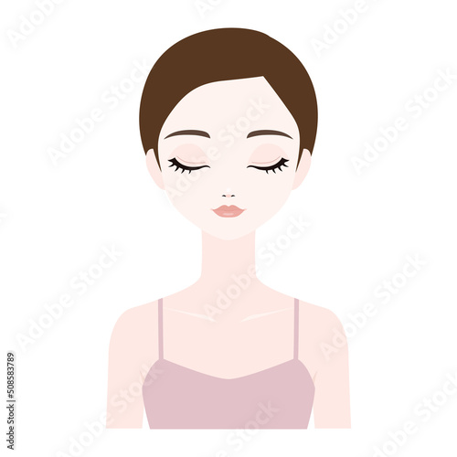 美容　目を閉じた女性の顔