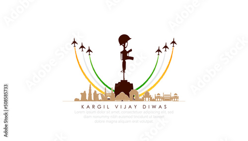 Kargil Vijay-illustration of abstract concept for Kargil Vijay Diwas, banner or poster.26 JULY