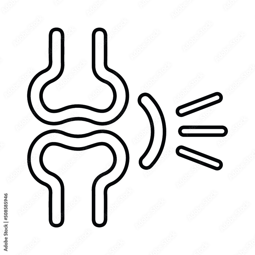 Fototapeta premium Joints, rheumatology outline icon. Line art vector.