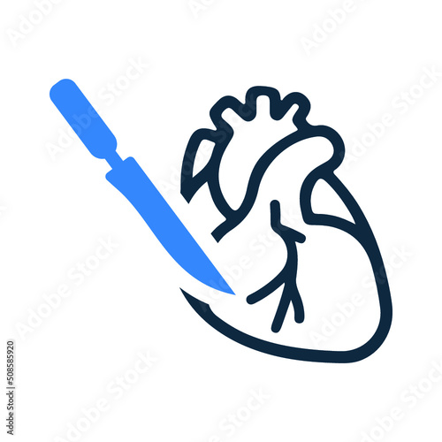 Cardiothoracic surgery, heart surgery icon. Simple editable vector design isolated on a white background. photo