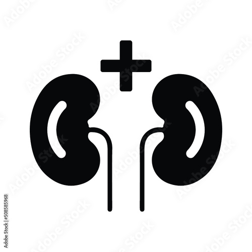 Kdneys, nephrology icon. Black vector graphics.