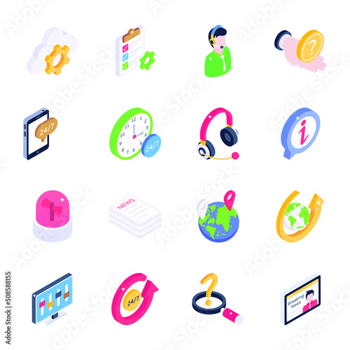 Set of SEO Services Isometric Icons