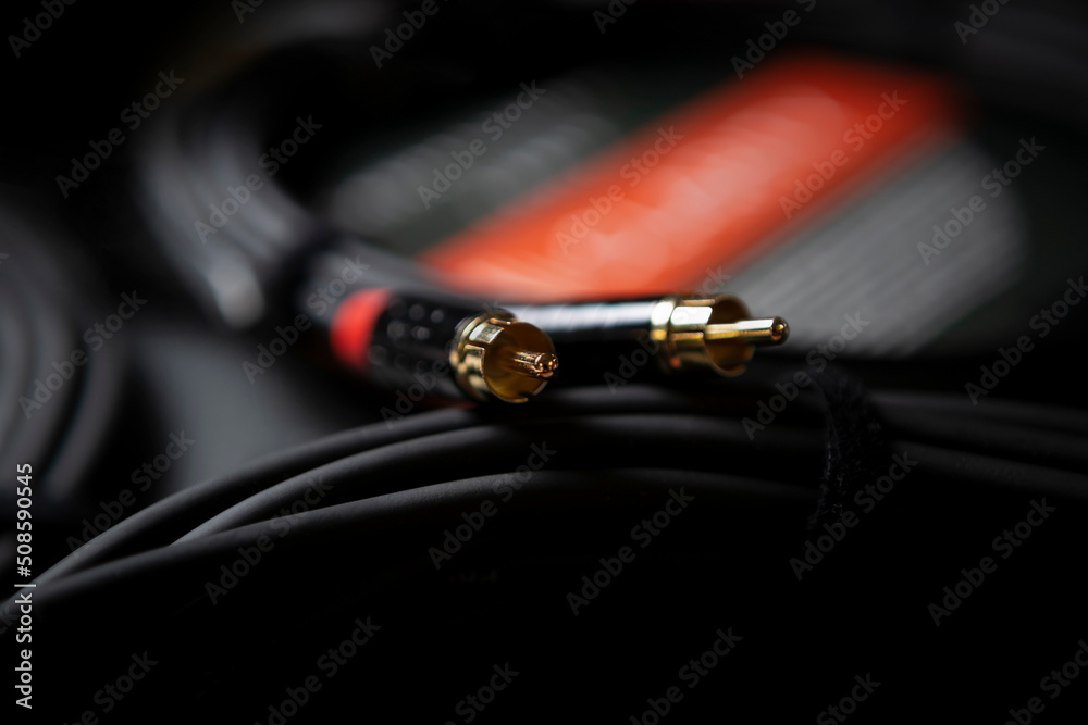 Hi fi audio cables for sound recording studio. Connect musical equipment with high quality wires Hi fi audio cables for sound recording studio. Connect musical equipment with high quality wires