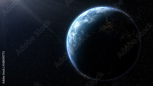 Fototapeta Naklejka Na Ścianę i Meble -  Global Positioning System GPS of navigation satellites or satnav transmit data coverage around planet Earth