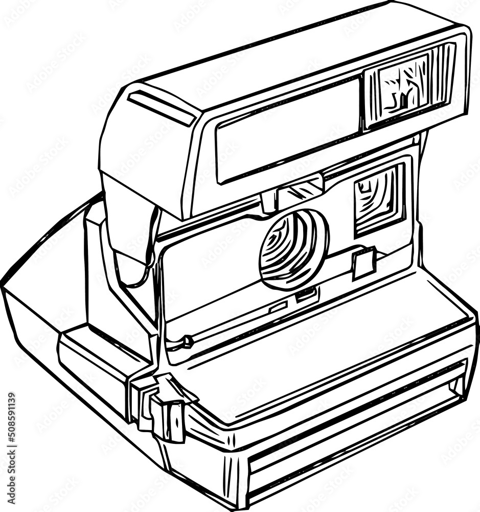 Polaroid camera logo, Photography camera vector, sketch drawing of hand  holding polaroid camera, silhouette of still camera vector de Stock | Adobe  Stock