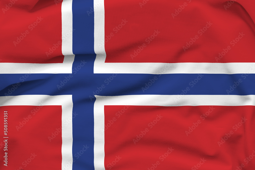 Norway national flag, folds and hard shadows on the canvas Norway national flag, folds and hard shadows on the canvas