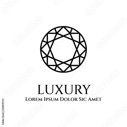 Round diamond, luxury products concept vector thin line elegant brand identity logo